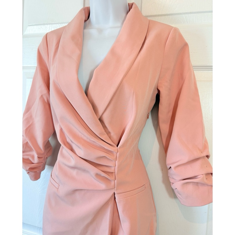 MISS SELFRIDGE Dusty Pink Rose Mini Coat Dress Size 4 - Picture 2 of 9